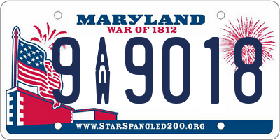 MD license plate 9AW9018