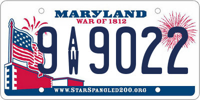 MD license plate 9AW9022
