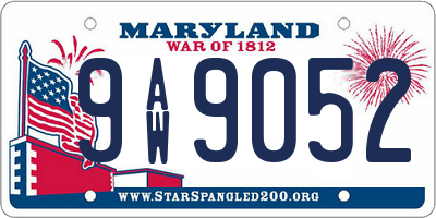 MD license plate 9AW9052