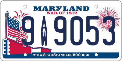 MD license plate 9AW9053
