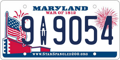 MD license plate 9AW9054