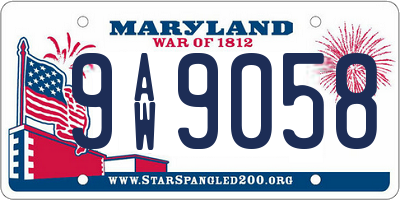 MD license plate 9AW9058