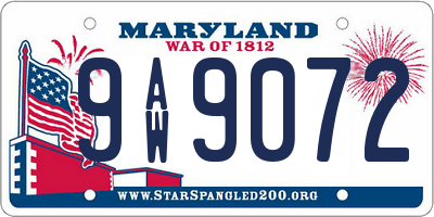 MD license plate 9AW9072