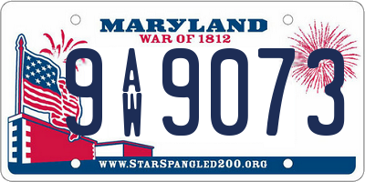 MD license plate 9AW9073