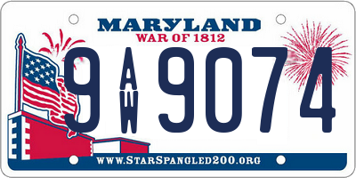 MD license plate 9AW9074