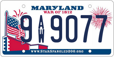 MD license plate 9AW9077