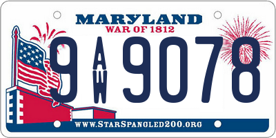 MD license plate 9AW9078