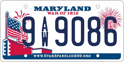 MD license plate 9AW9086