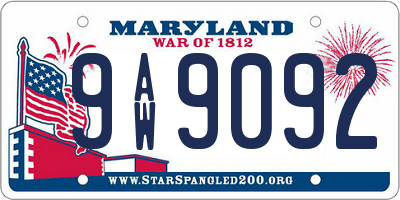MD license plate 9AW9092