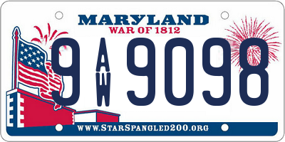 MD license plate 9AW9098