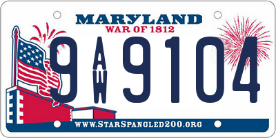 MD license plate 9AW9104