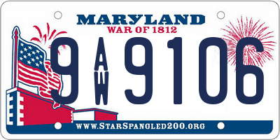 MD license plate 9AW9106