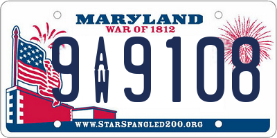 MD license plate 9AW9108