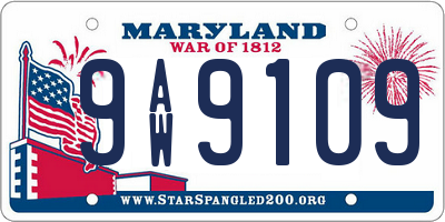 MD license plate 9AW9109