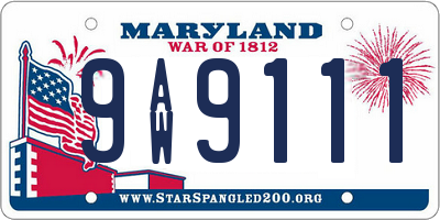 MD license plate 9AW9111