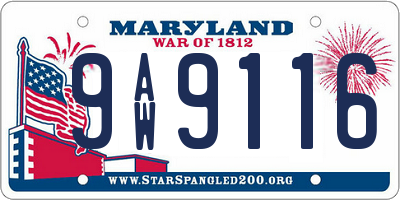 MD license plate 9AW9116