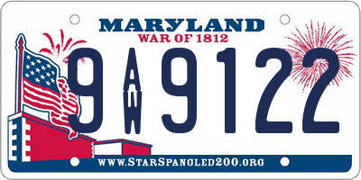 MD license plate 9AW9122