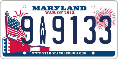 MD license plate 9AW9133
