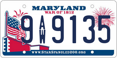 MD license plate 9AW9135