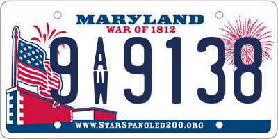 MD license plate 9AW9138
