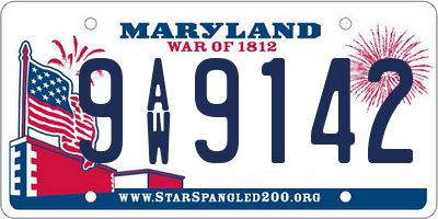 MD license plate 9AW9142