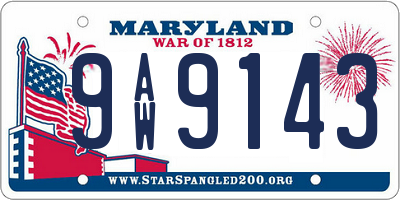 MD license plate 9AW9143