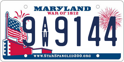 MD license plate 9AW9144