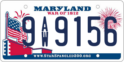 MD license plate 9AW9156