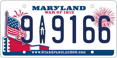 MD license plate 9AW9166