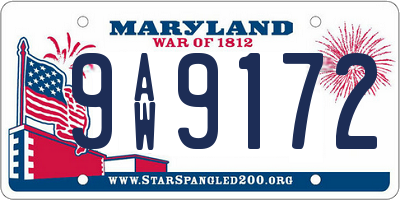 MD license plate 9AW9172