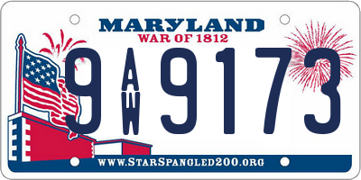 MD license plate 9AW9173