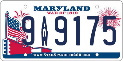 MD license plate 9AW9175