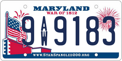 MD license plate 9AW9183