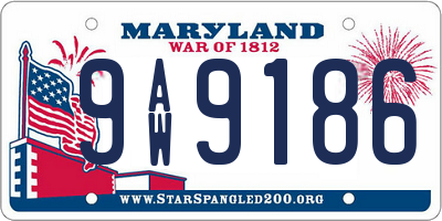 MD license plate 9AW9186
