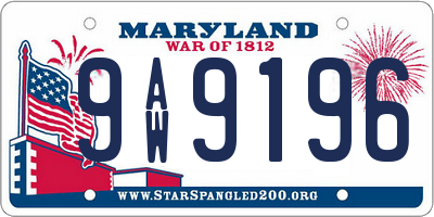 MD license plate 9AW9196