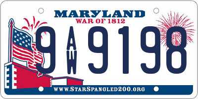 MD license plate 9AW9198