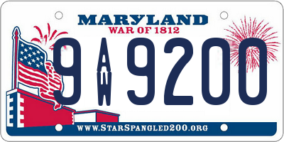 MD license plate 9AW9200