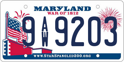 MD license plate 9AW9203