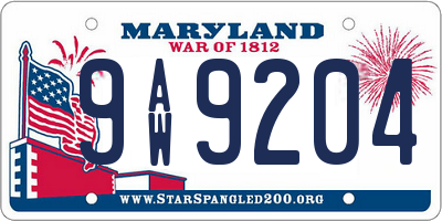 MD license plate 9AW9204