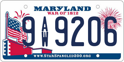 MD license plate 9AW9206