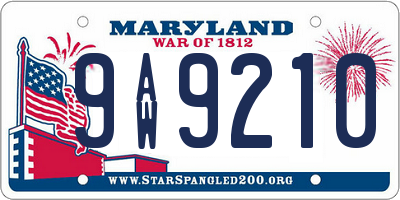 MD license plate 9AW9210
