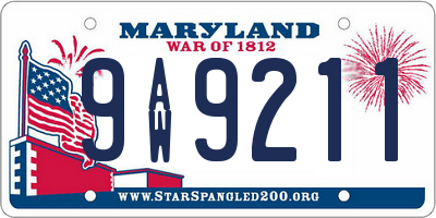 MD license plate 9AW9211