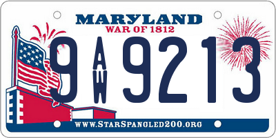 MD license plate 9AW9213