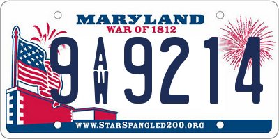 MD license plate 9AW9214