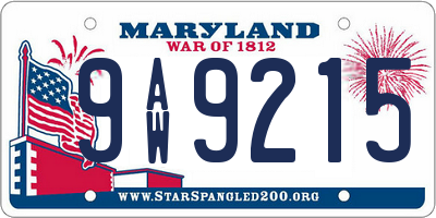 MD license plate 9AW9215