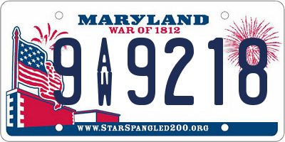 MD license plate 9AW9218