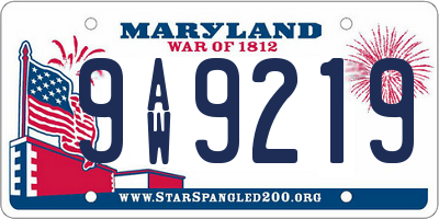 MD license plate 9AW9219