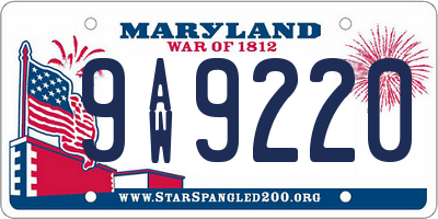 MD license plate 9AW9220