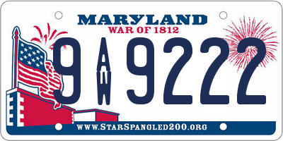 MD license plate 9AW9222
