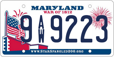 MD license plate 9AW9223